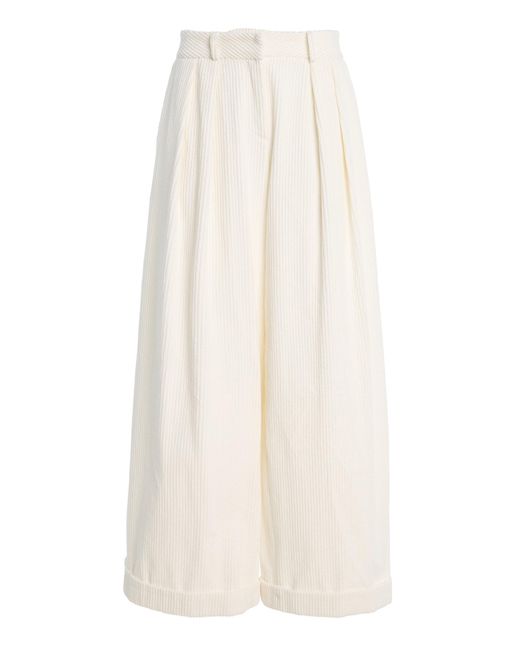 Franchise White Mila Corduroy Wide-Leg Pants