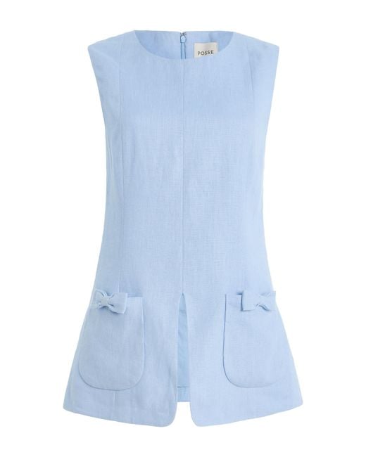 Posse Blue Harper Linen Top