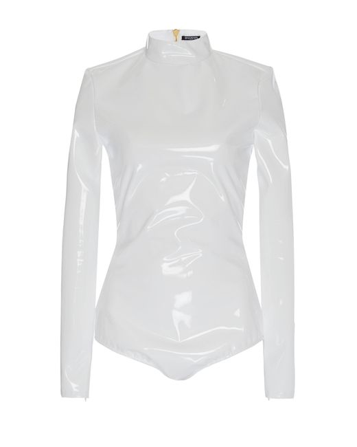 Balmain White Vinyl Bodysuit
