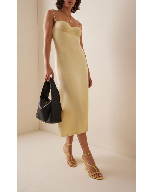 Lisa Yang White Ally Knit Cashmere Midi Dress
