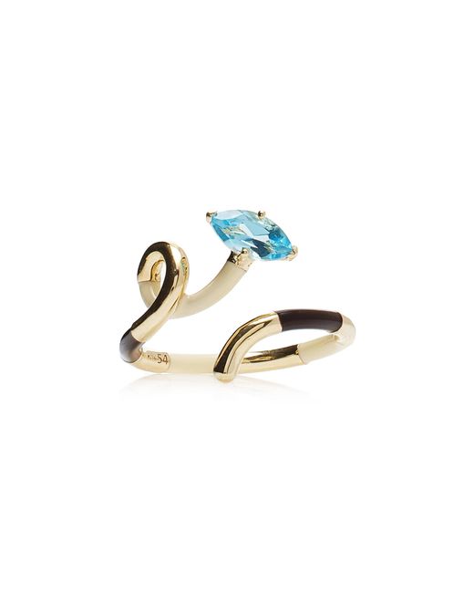 Bea Bongiasca Blue 9k Gold, Crystal, And Enamel Ring