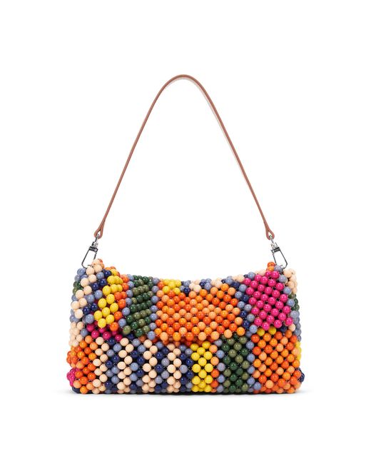 Staud White Timmy Beaded Shoulder Bag