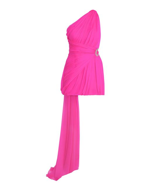 Safiyaa Pink Nova Ruched Silk Mini Dress
