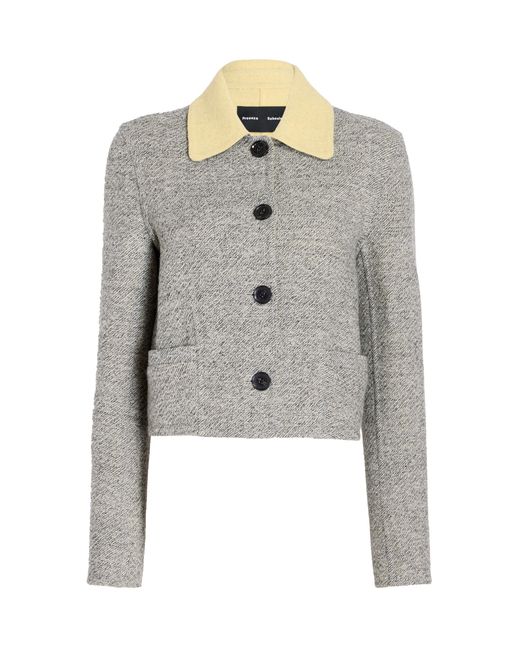 Proenza Schouler Gray Gaelle Cropped Wool-Blend Jacket