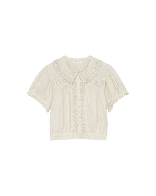 Doen White Skylark Embroidered Organic Cotton Top