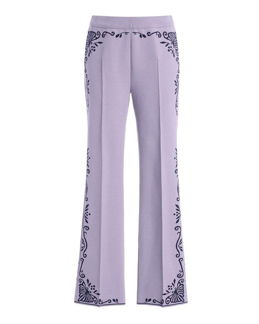 High Sport Purple Scroll Cotton-Blend Cropped Flared Pants