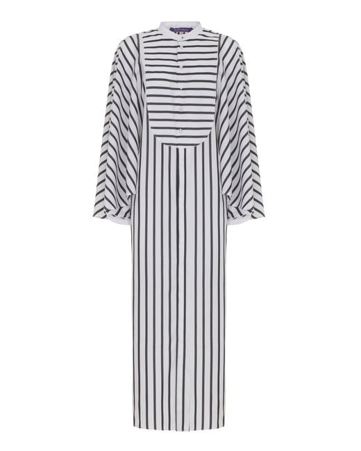 Ralph Lauren Natural Juliana Cotton Midi Blouson Dress