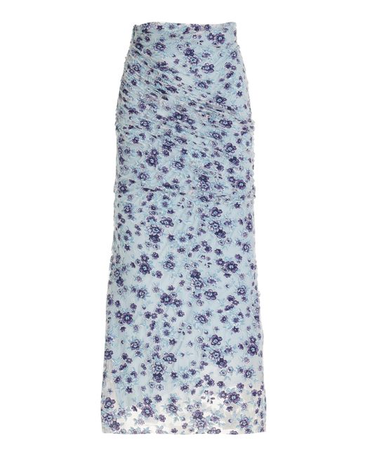Philosophy Di Lorenzo Serafini Blue Floral Chiffon Midi Skirt