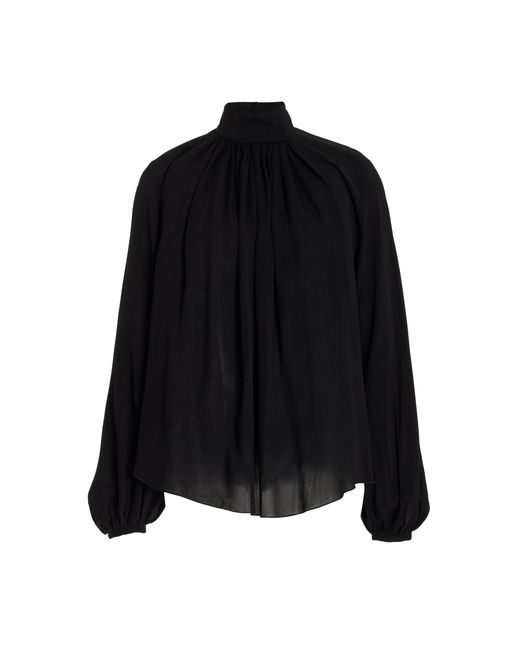 Gabriela Hearst Black Kiian Pleated Silk Top