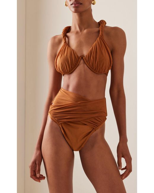 ANDREA IYAMAH Orange Ubu Twisted Bikini Top