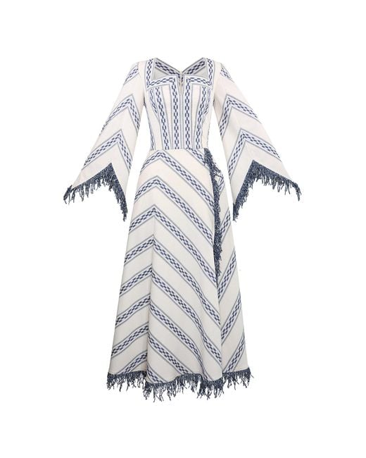 Lena Hoschek White Kilim Cotton-Blend Midi Dress
