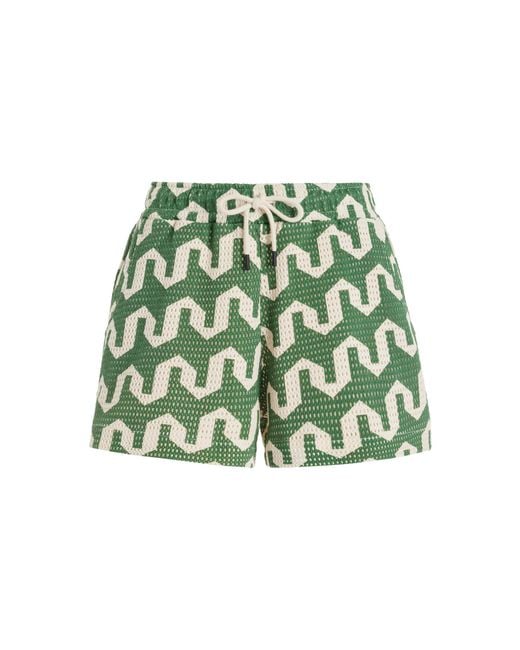 Oas Green Drizzle Knit Cotton Shorts