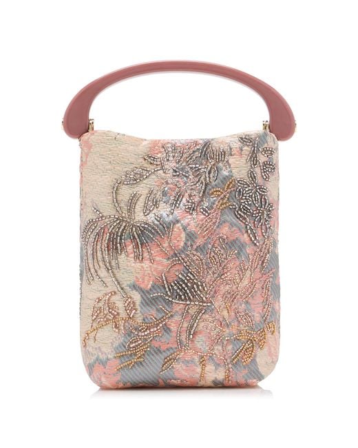 Dries Van Noten Pink Small Embroidered Bag With Resin Handle