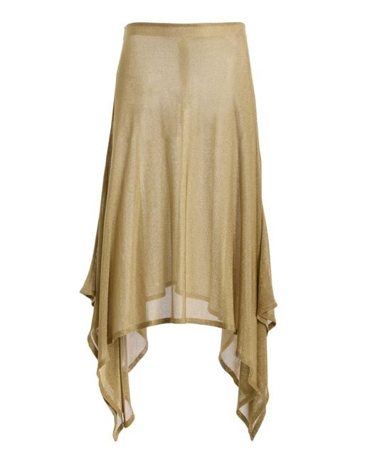 Mel Usine Natural Leonore Chainmail-Knit Handkerchief-Hem Skirt