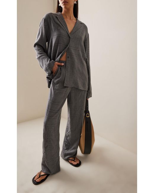 Totême  Gray Monogram Flannel Pj Top