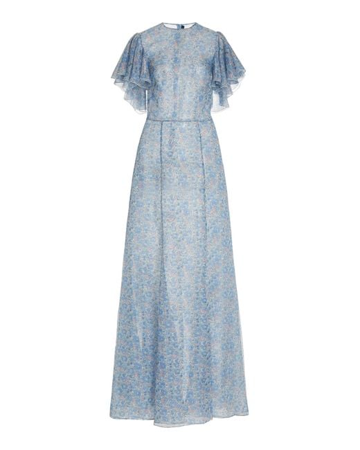 The Vampire's Wife Blue The Light Sleeper Floral Organza Maxi Dress