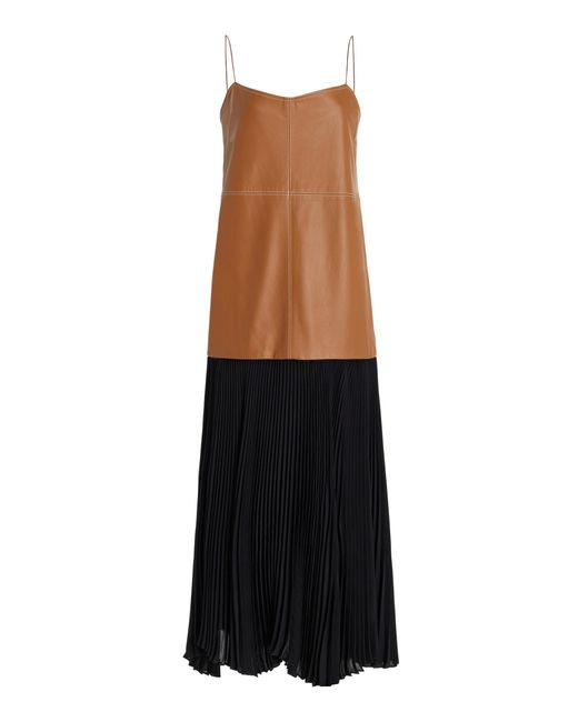 Alexis Black Piatta Vegan Leather-georgette Midi Dress