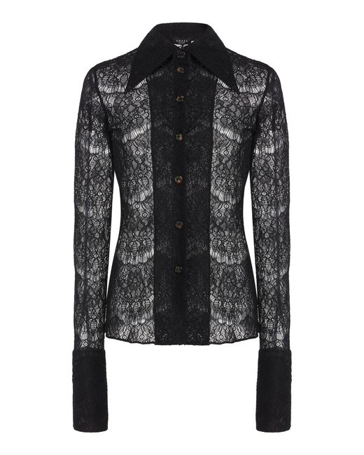 A.W.A.K.E. MODE Black Fitted Lace Shirt