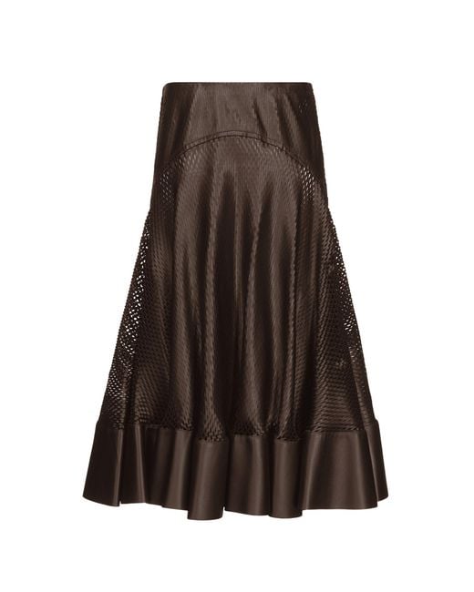 Alaïa Brown Laser-Cut Leather Mini Skirt