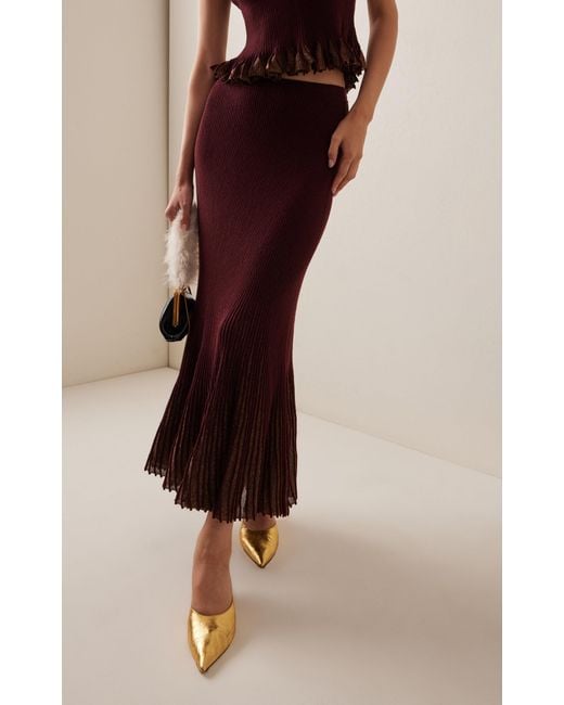 Ulla Johnson Purple Vera Pleated Sunburst-knit Midi Skirt