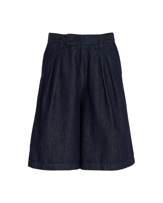 Frankie Shop Blue Xavier Pleated Denim Shorts