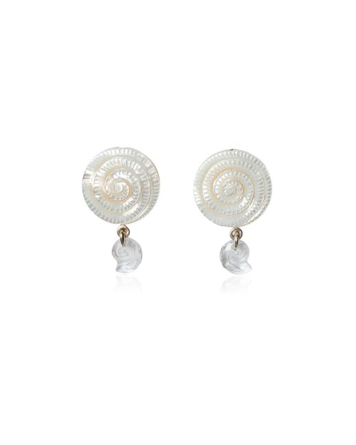 Chan Luu White Nautilus Mother-Of-Pearl Clip-On Earrings