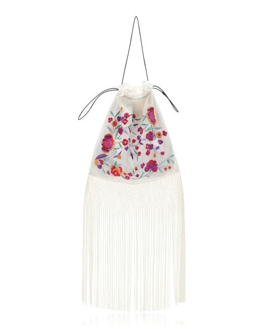 Conner Ives White Large Reconstituted Piano Shawl Silk Bag