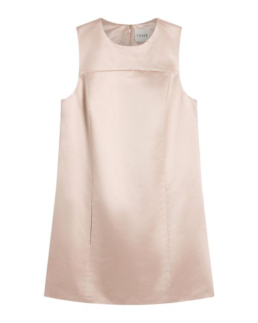 Posse Pink Chester Cotton-Silk Shift Mini Dress