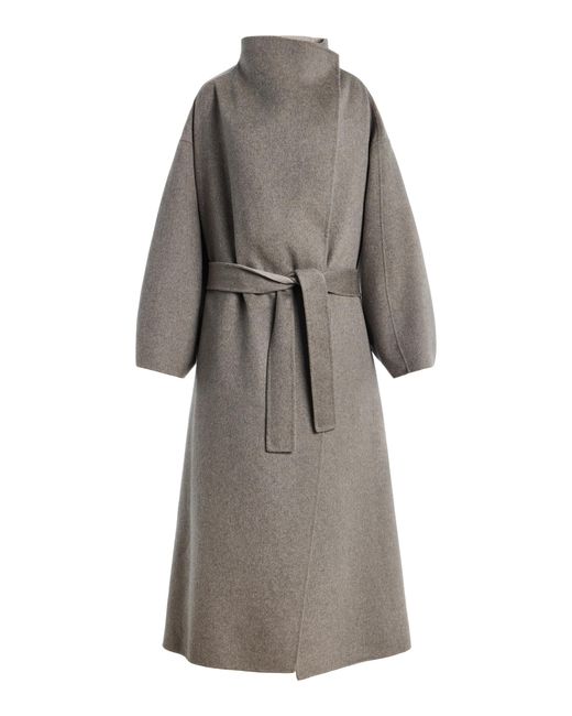 Frankie Shop Gray Leroy Reversible Funnel-neck Wool-blend Coat