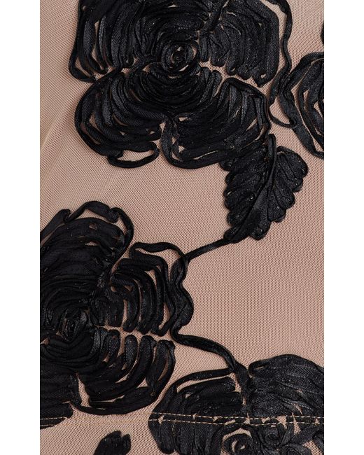 ROTATE BIRGER CHRISTENSEN Black Floral Mesh Halter Top
