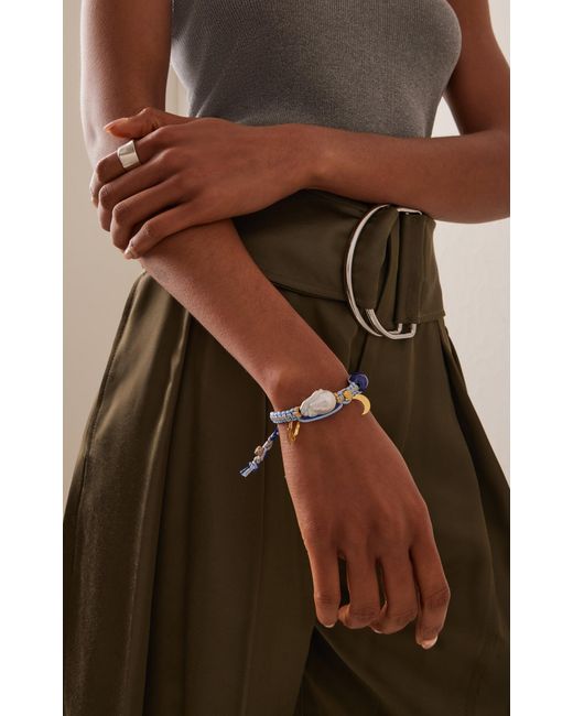 Joie Blue Sky Angel 18K Pearl; Lapis And Silk Bracelet