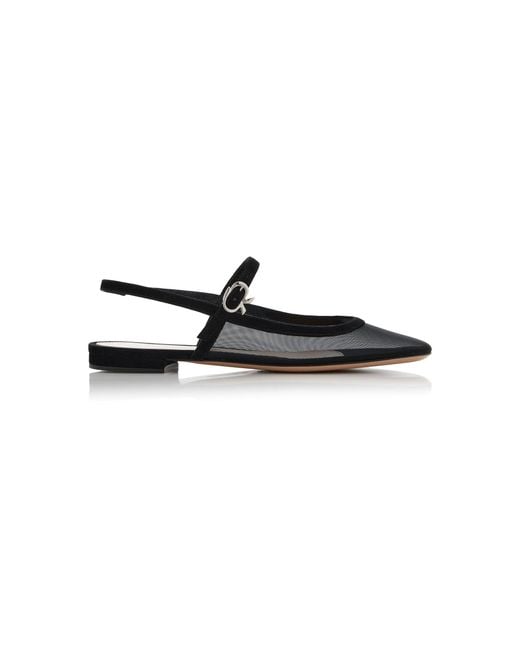 Gianvito Rossi Black Mesh Slingback Flats