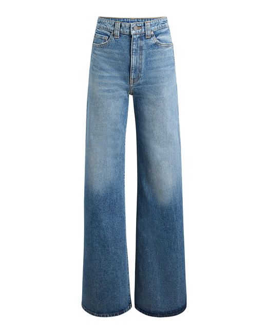 Khaite Blue Dane High-Rise Stretch Flared Jeans