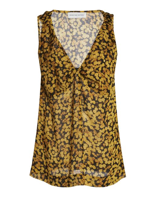 Dries Van Noten Yellow Cela Printed Top