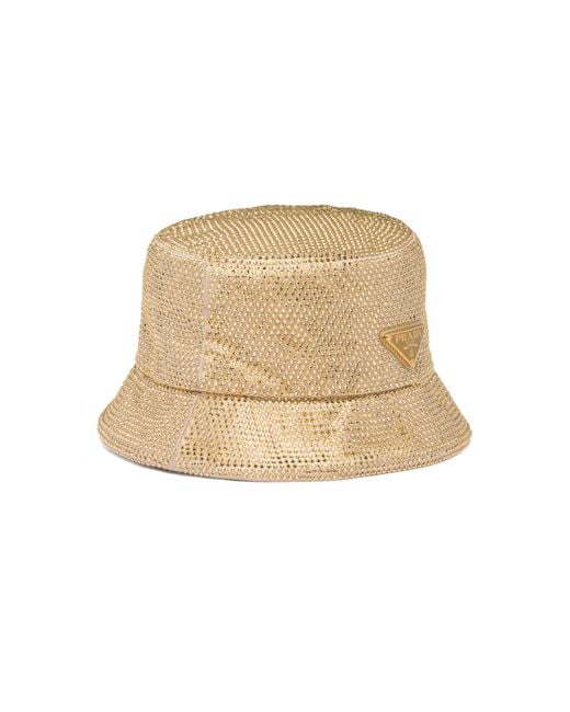 Prada Natural Crystal-embellished Satin Bucket Hat