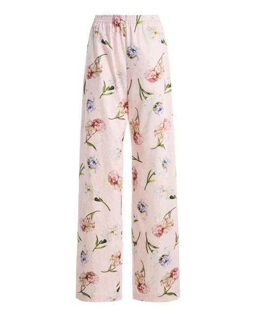 Oscar de la Renta Multicolor Painted Iris Poplin Pants