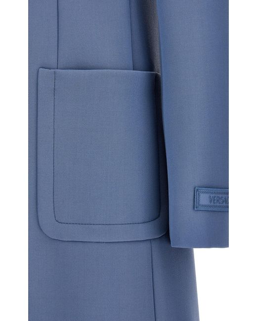 Versace Blue Tailored Wool-blend Coat