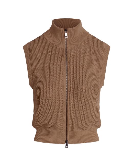 AYA MUSE Brown Aries Ribbed-knit Cotton-blend Vest