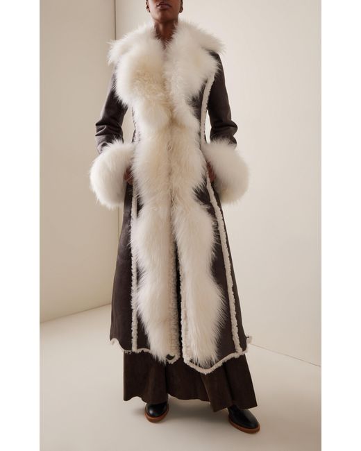 Gabriela Hearst Prufrock Shearling-trimmed Suede Coat in White | Lyst 