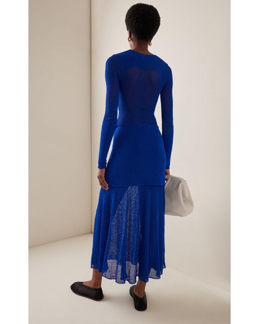 Proenza Schouler Blue Anita Layered Knit Maxi Dress