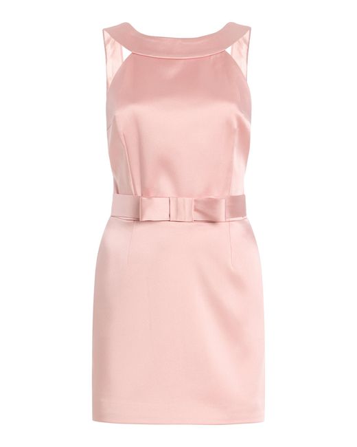 The New Arrivals Ilkyaz Ozel Pink Delphine Bow-Detailed Satin Mini Dress