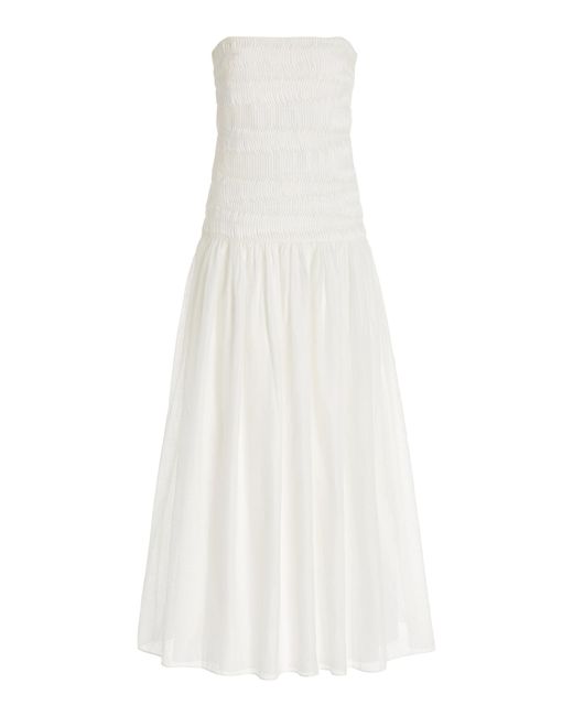 Sir. The Label White Xanthe Smocked Cotton-linen Maxi Dress