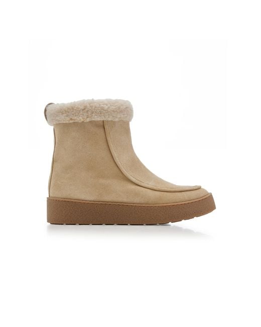Flattered Natural Simone Sherpa-lined Suede Boots