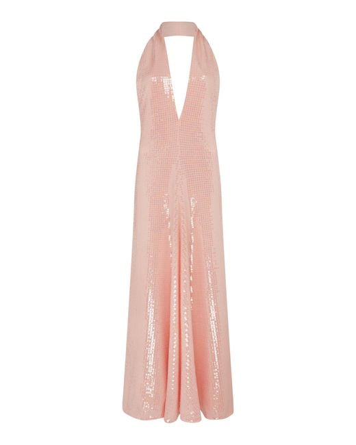 Conner Ives Pink Recycled Sequin Stretch-Cotton Maxi Dress