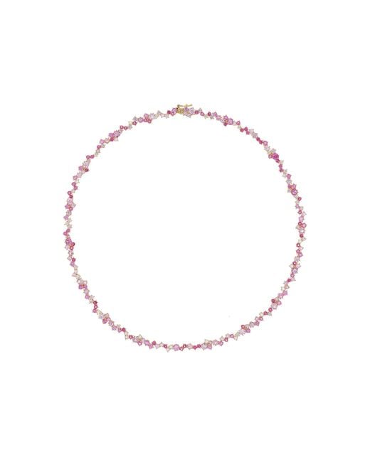Sydney Evan 14k Gold, Diamond, And Pink Sapphire Cocktail Eternity Necklace
