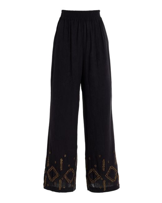 All That Remains Blue Cleo Silk Wide-leg Pants