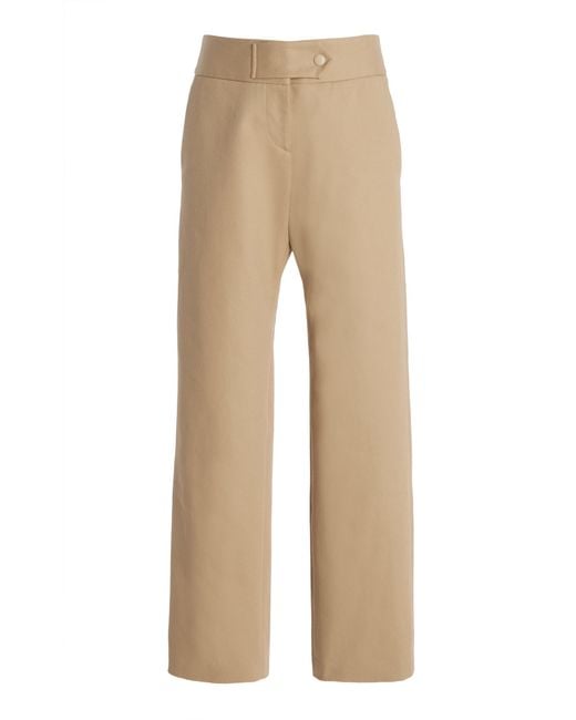 Brandon Maxwell Natural The Phoenix Low-Rise Cotton Gabardine Barrel-Leg Pants