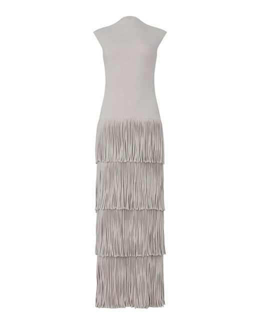 Dar Zéro Studio Gray Exclusive Fringed Neoprene Maxi Dress