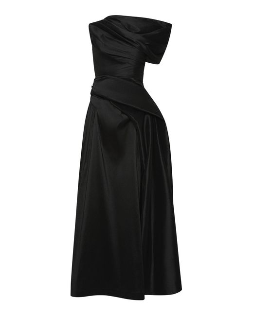 Rachel Gilbert Black Banks One-Shoulder Gown