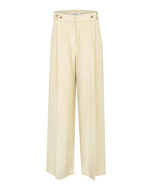 DI STAVNITSER Natural Dahlia Mid-Rise Linen-Silk Wide-Leg Pants